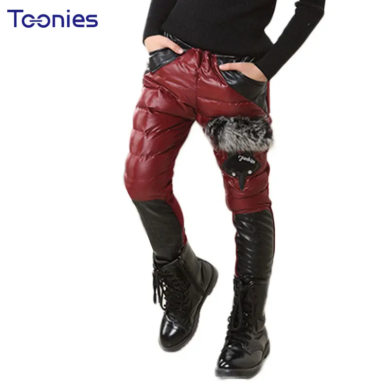 Новинка 2017 года зима теплая Обувь для девочек Леггинсы утолщение детские штаны