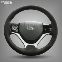 bannis hand stitched black suede steering wheel cover for honda civic 2012 2014 car special