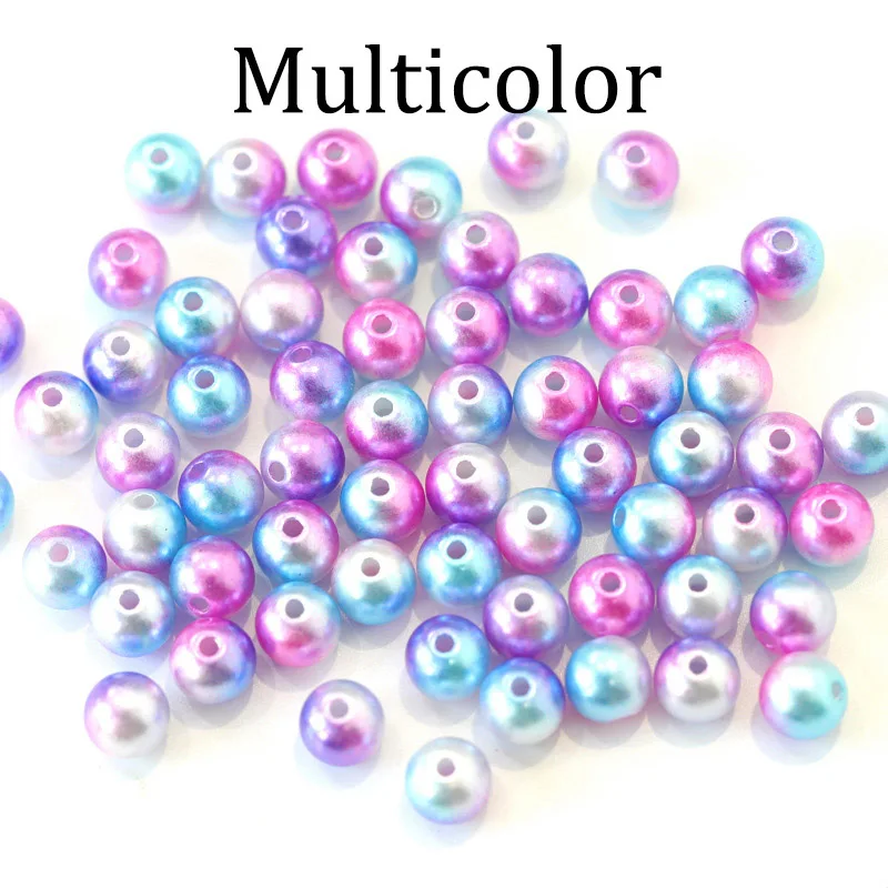 Multicolor ABS имитация жемчуга бусины с отверстием многоцветный круглый пластик акрил разделитель свободные бусины DIY Браслеты Изготовление ювелирных ожерелий - Цвет: Multicolor