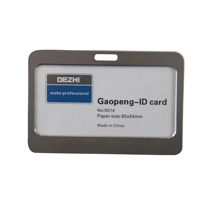 H grey no rope Genuine DEZHI Aluminum Alloy Employee Id Card Information card Holders Customize Logo Metal Badge Holder - Цвет: H grey no rope