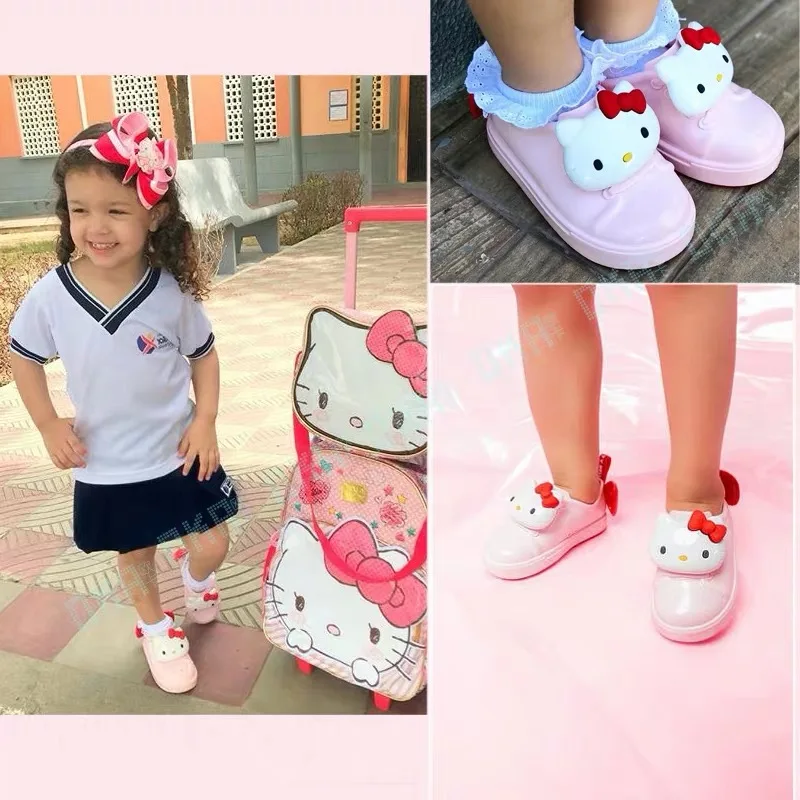 Детская непромокаемая обувь для девочек hello kitty, водонепроницаемая противоскользящая обувь для маленьких детей, обувь для девочек, ПВХ, мини Мелисс, высокое качество