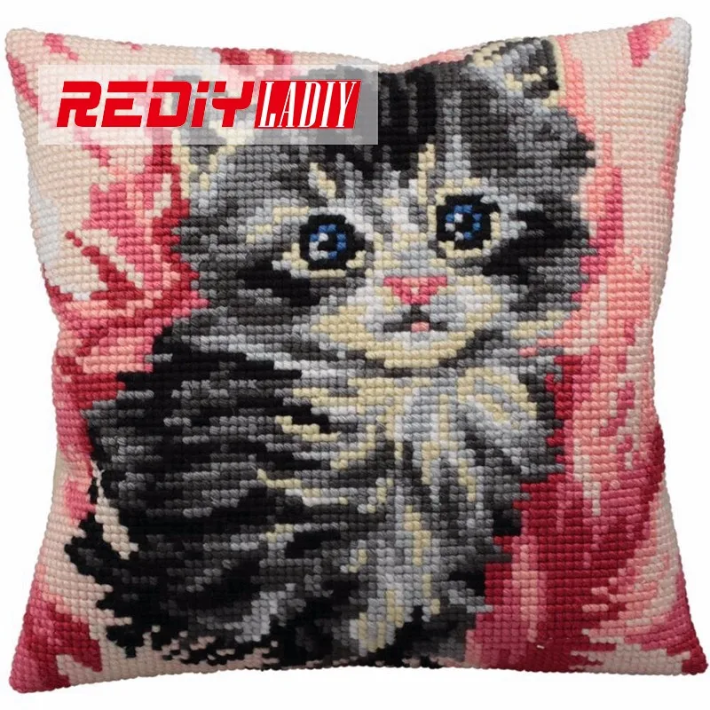 REDIY LADIY, наволочка с крестиком, котята, декоративная подушка для дома, массивный набор крестиков, диванная подушка, рукоделие
