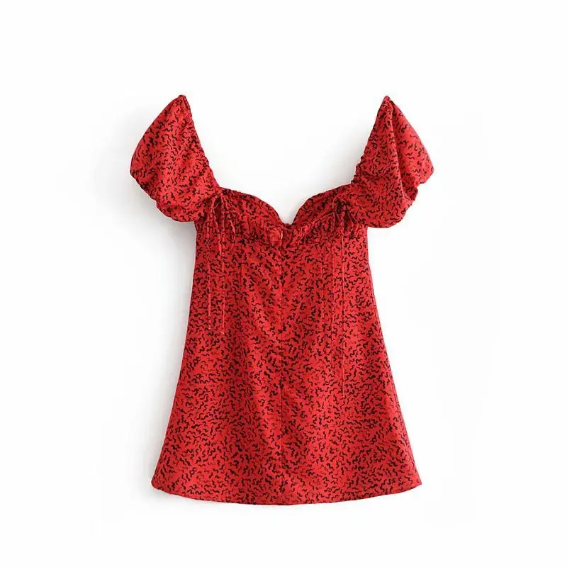 Hot sale Holiday wind 48-6393 European and American fashion printing lace-up corset dress | Женская одежда