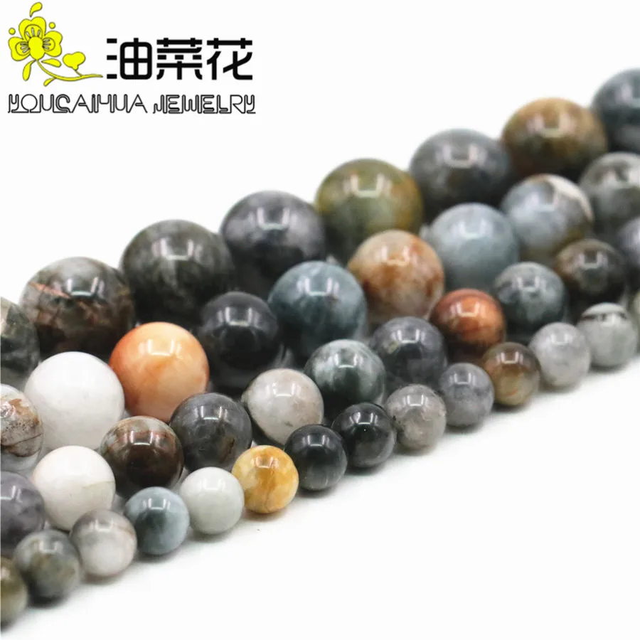 Round 6mm 8mm 10mm 12mm Gray South African Eagle Eye Stone Necklace Beads DIY Fashion Jewelry Making Design Gift | Украшения и