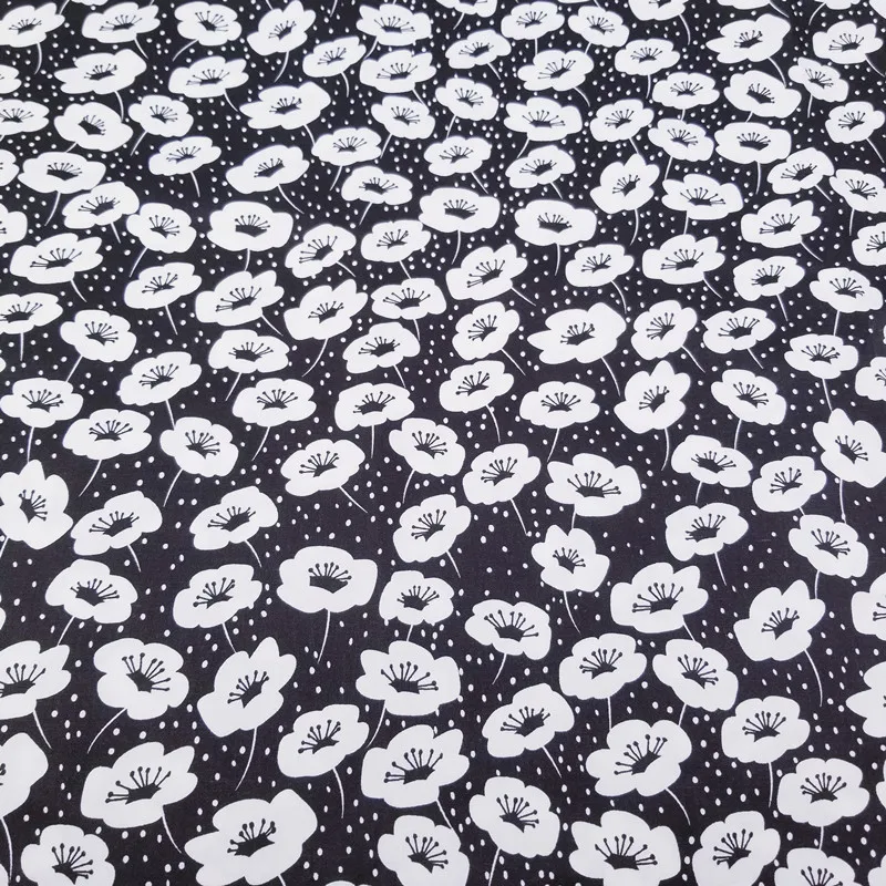 Черный узор 100% хлопок Лоскутная Ткань в полоску/цветочный/Животный/узор горошек