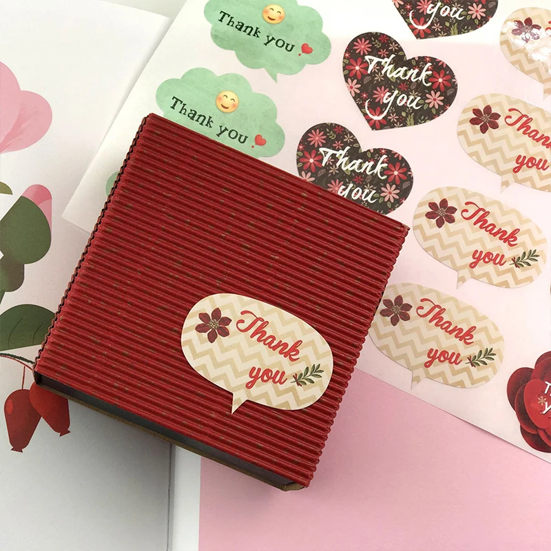 600 шт/рулон, наклейки с надписью «Love Heart Thank You», этикетки для печати, декорированные цветами, Уплотнительная паста для упаковки подарков, офисные школьные принадлежности