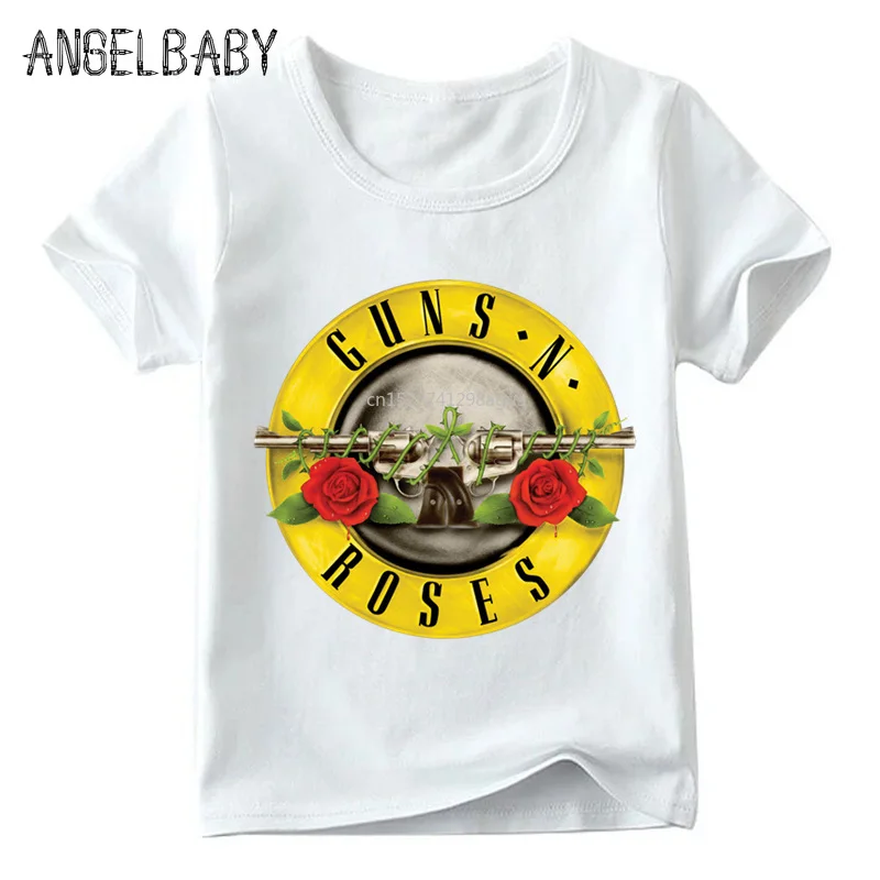 Детская футболка с принтом рок группы Gun N Roses летние детские музыкальные Топы в