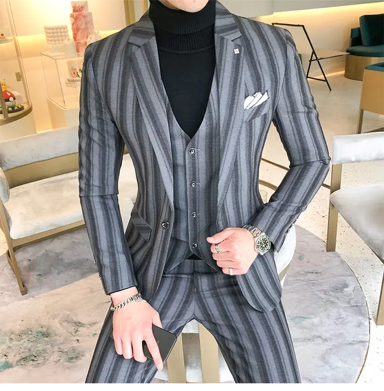3piece Men Suit Fashion Plus Size Autumn Wedding Suits For Men Slim Fit Casual Groom Tuxedo Young Man Formal Wear 5XL-S Hot