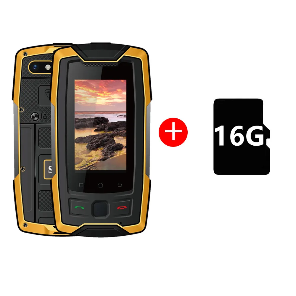 Yellow Add 16GB TF SERVO X7 Plus 2.45" Mini Smartphone LTE IP68 Waterproof Rugged Mobile Phone MTK6737 RAM 2GB ROM 16GB Fingerprint NFC GPS Walkie - Цвет: Yellow Add 16GB TF