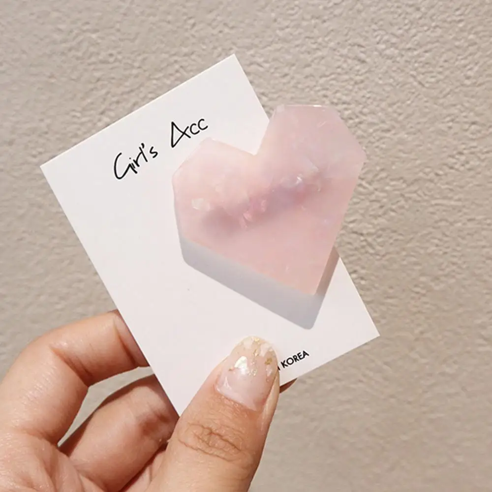 light pink Women Acrylic Hairpins Barrettes Heart Headwear Geometric Hairgrips Korean Hair Accessories New - Цвет: light pink