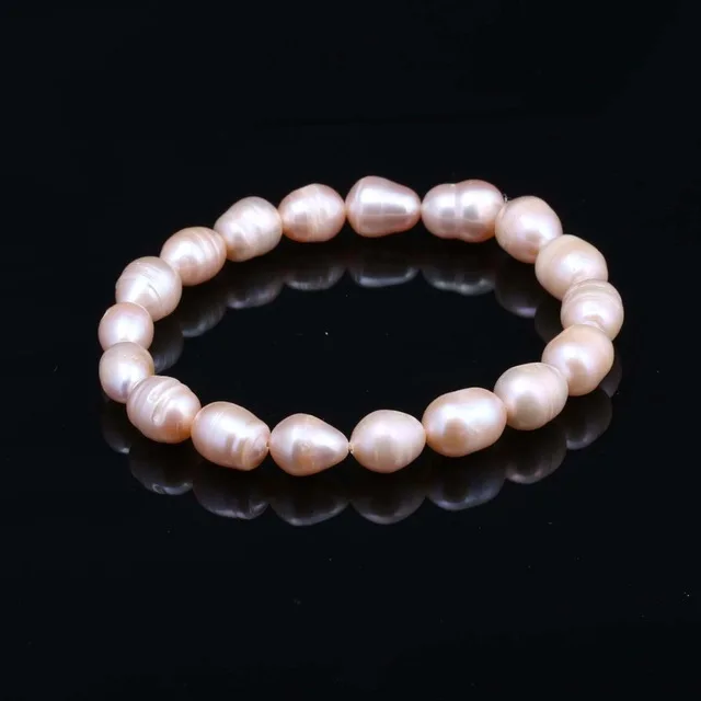 Natural pink 3 Горячая Распродажа натуральный жемчуг браслет амулеты эластичная веревка красочные жемчужные браслеты настоящий жемчуг подарок для подруги - Окраска металла: Natural pink 3