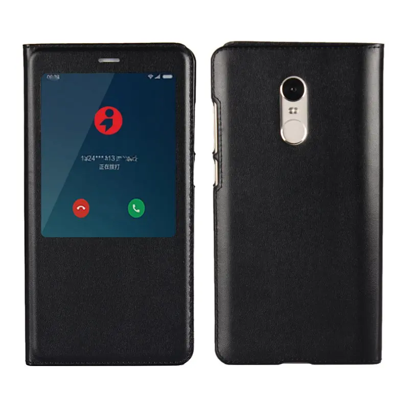 Для Xiaomi Redmi Note 4 4X Coque/Чехол кожаный флип-чехол с окошком для Redmi Note 4 X Pro Etui Hoesje Funda - Цвет: Черный