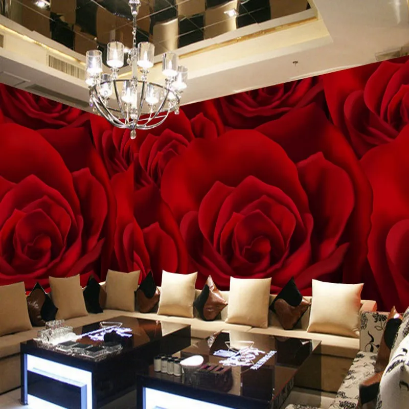 Пользовательские 3d росписи 3D обои романтическая красная роза декоративная