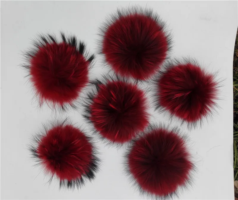 Cheap Price 10pcs/lot Real 15cm Red Raccoon Fur Pom pom For Winter Knitted Hats Skullies Fur Balls Knitting Beanies Gorras