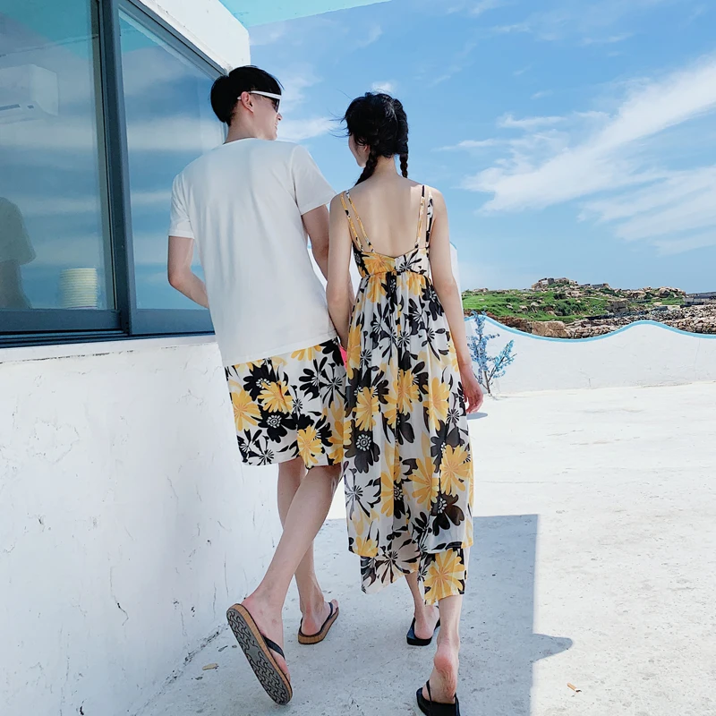 Одинаковая одежда для пар милые платья влюбленных Праздничная пляжная медового