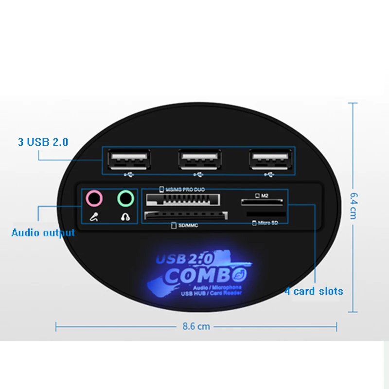 USB 2 0 концентратор MS/TF/M2/SD кард-ридер аудио кабель комбо Multi-In-1 usb разветвитель