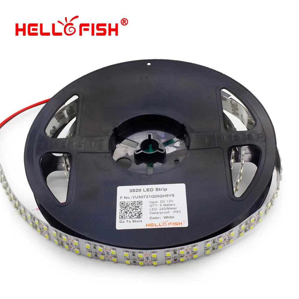 Двухрядная Светодиодная лента Hello Fish 15 мм ширина 5 м 2835 1200 SMD 12 В гибкая