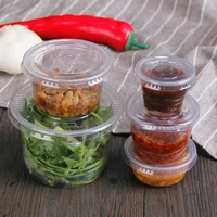 50pcspack disposable plastic bowl transparent with lid food takeaway soup bowls storage boxes
