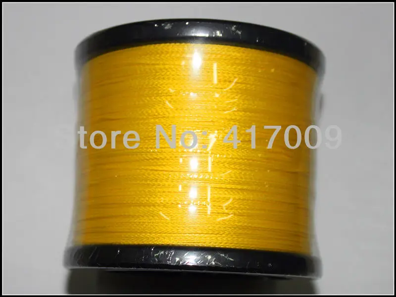 Оптовая продажа 4 strands 100% пэ плетеный шнур 1000 м сильный чп Dyneema спектры желтый LB10