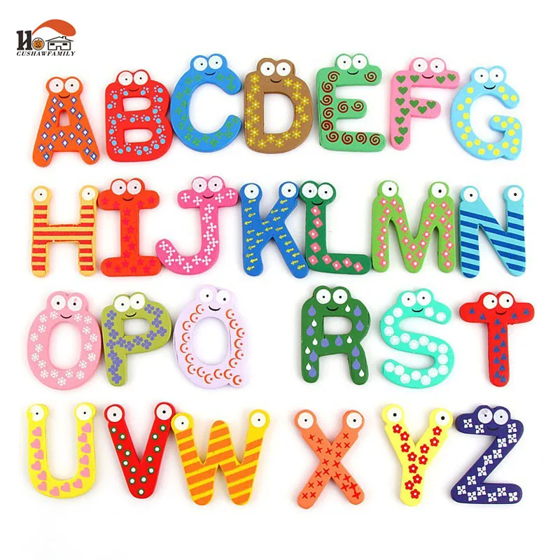 26 шт./лот деревянные английские буквы магниты на холодильник белая доска стикеры