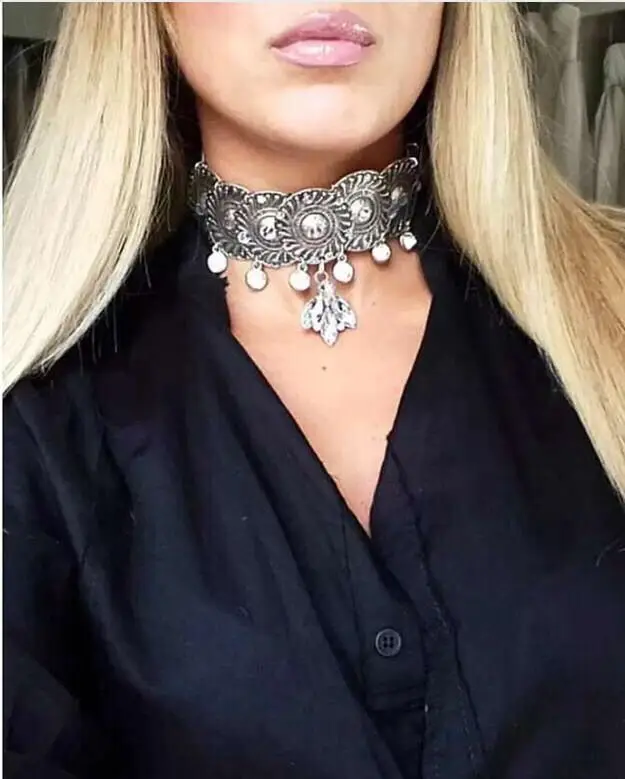 Богемное винтажное круглый кристаллический горный хрусталь Чокеры ожерелье