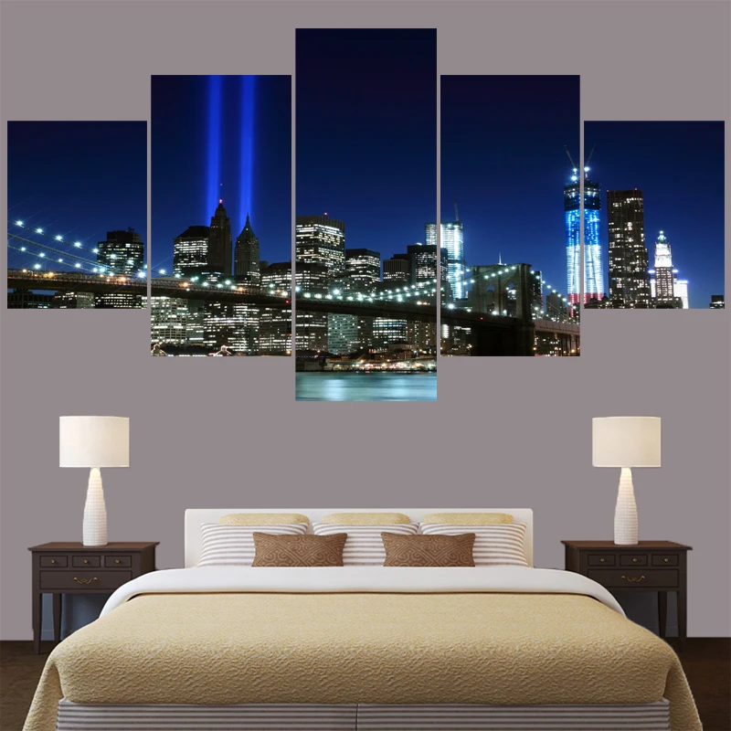 5 шт./компл. Картина на холсте каллиграфия городской мост пейзаж для гостиной