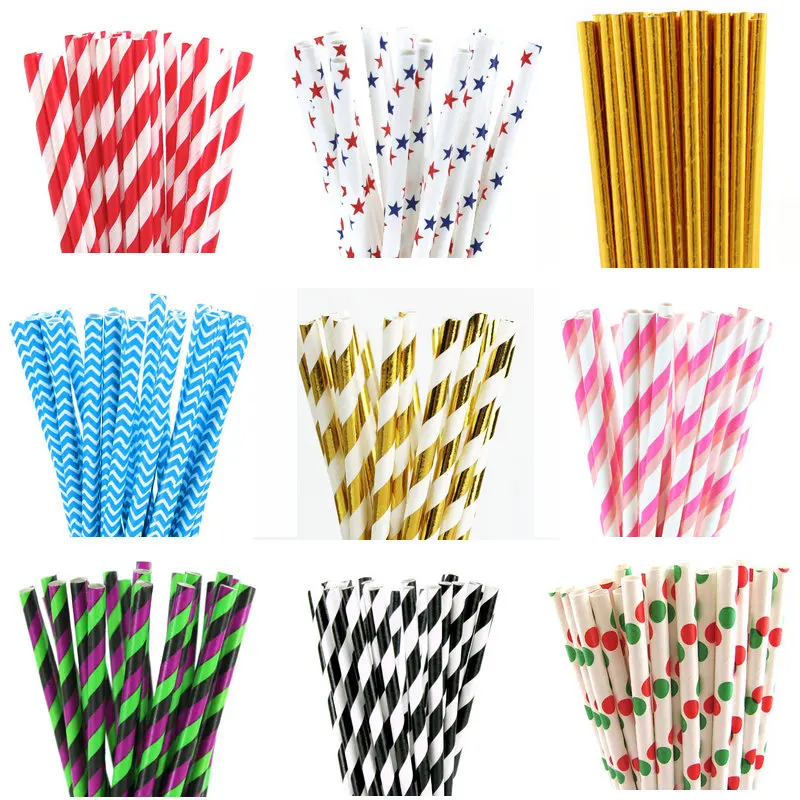 25 шт. дизайнерские бумажные соломинки для дня рождения свадьбы декоративные