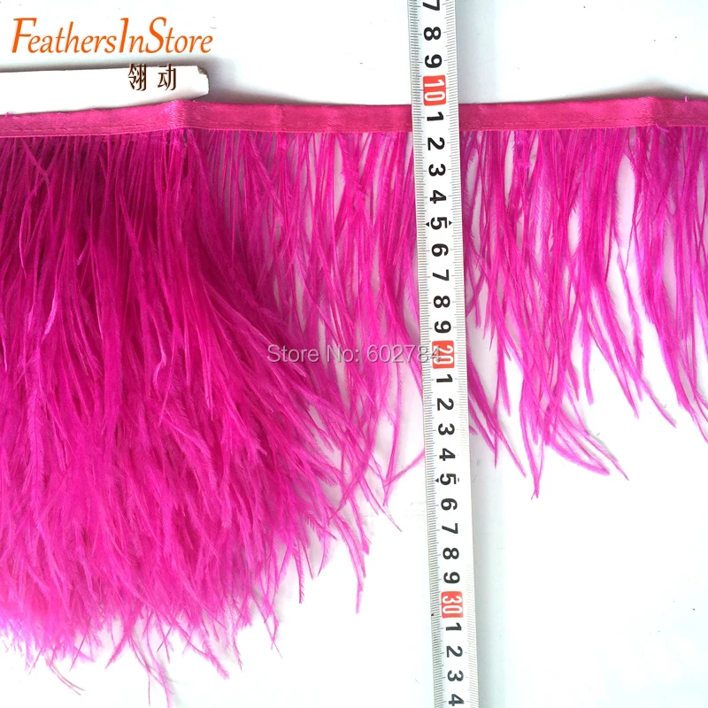 10 м/лот натуральное страусиное перо бахрома фуксия Обрезка 13 15 см боа полоса для