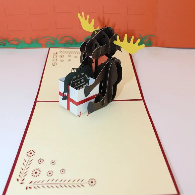 3D лазерная вырезка ручной работы Рождественский мультяшный подарок подарочная