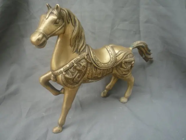 Элегантная медная резьба в стиле старой династии Цин-статуя лошади/скульптура