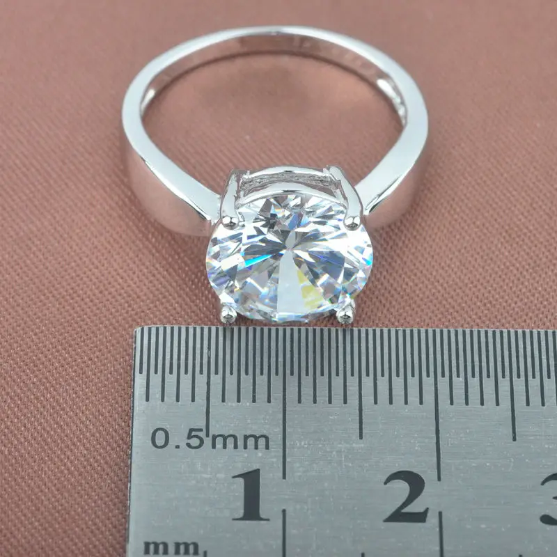 Классический круглый дизайн белый кубический цирконий Для женщин Серебряные