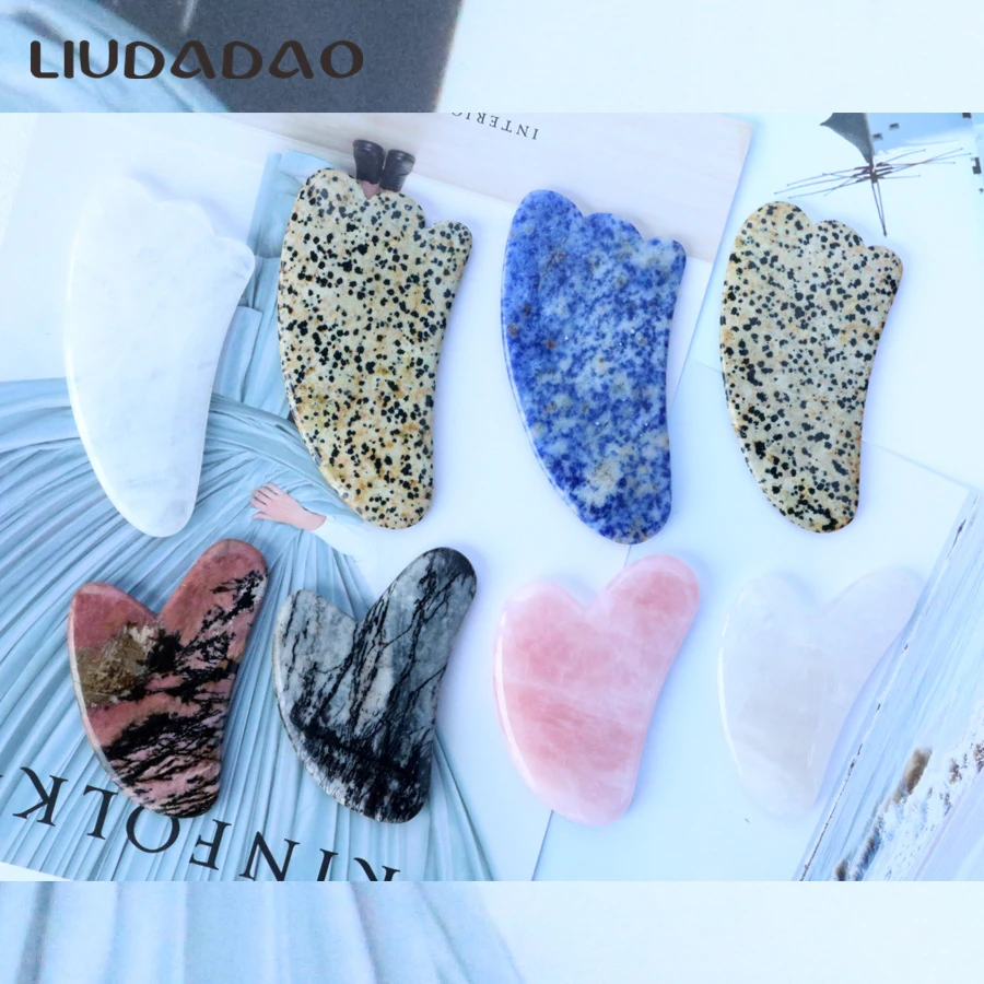 Натуральный Нефритовый камень Guasha массажный инструмент акупунктура Спа терапия