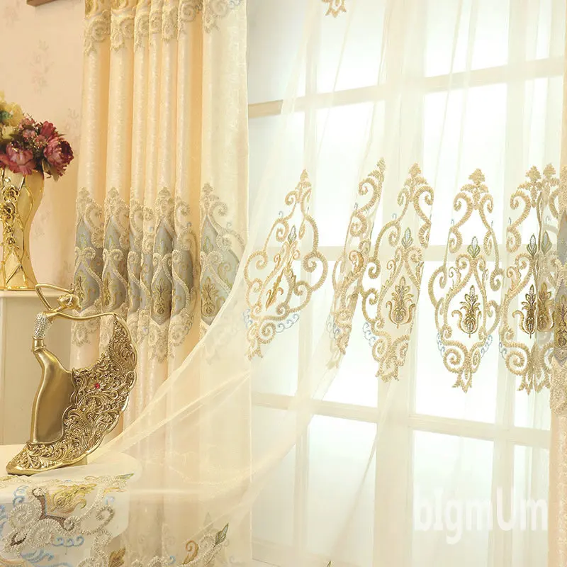 Роскошные шторы для гостиной, окна, рулонная дверь, вышитая тюль, Rideaux Cortinas Para Sala De EstarSold, продается в комплекте