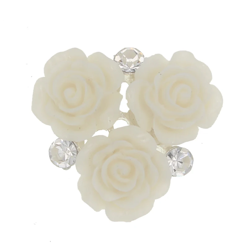 White flower 10 шт. 28 мм Стразы в виде цветов, пуговицы из смолы, розовая кнопка, камни и кристаллы, ювелирные изделия, Пришивные акриловые драгоценные камни, аппликация из страз - Цвет: White flower