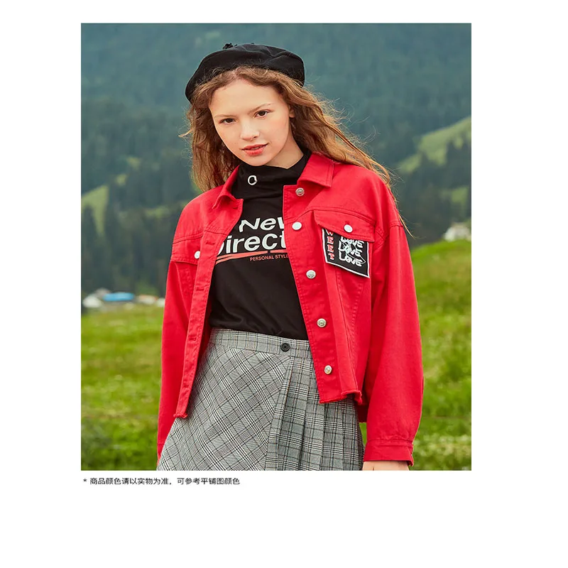 Женская джинсовая куртка Повседневная Свободная в Корейском стиле на весну и