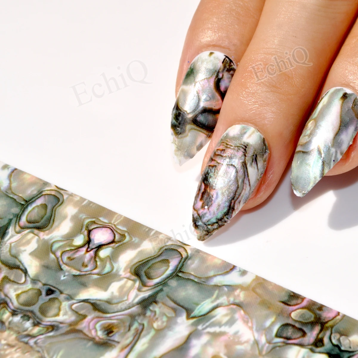 1 рулон = 1 метр зеленый мрамор фольга для украшения ногтей Abalone стиль клей Фольга наклейки в банке 43