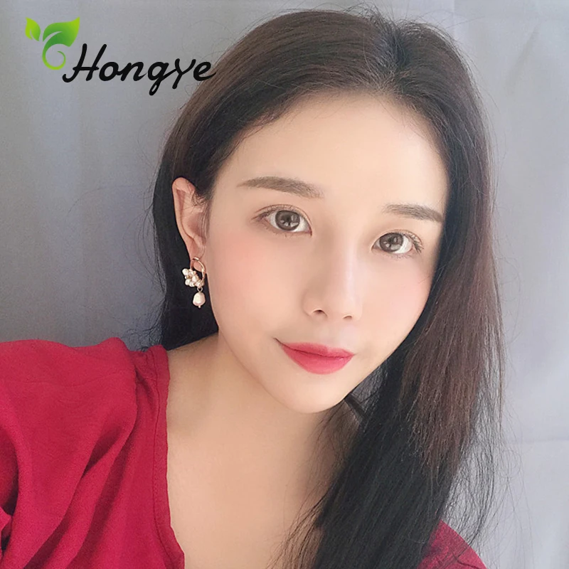 Hongye Серебро 925 игла большой круг Висячие серьги для женщин 14K золото элегантный