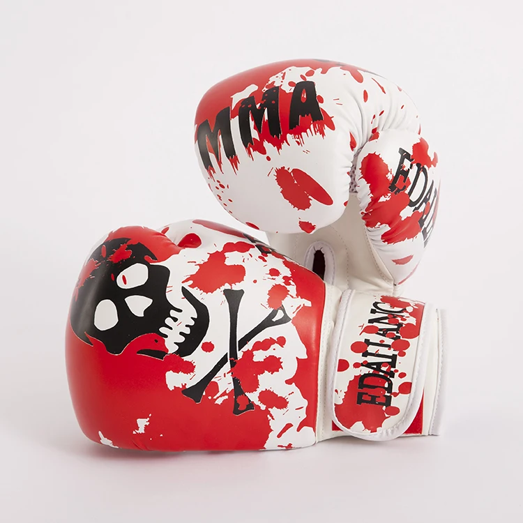 Luvas Box Red 10 унц. Череп Taekwondo Kungfu Muay Thai Mitts мужские женские перчатки для бокса