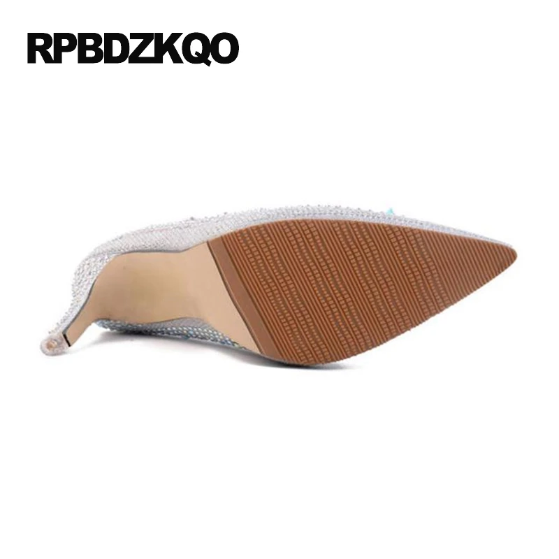 Женские туфли-лодочки обувь серебристого цвета 2021 Золушка с острым носком