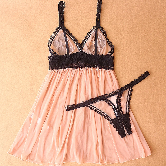 Женский комплект одежды для сна Сексуальная кружевная атласная сорочка с