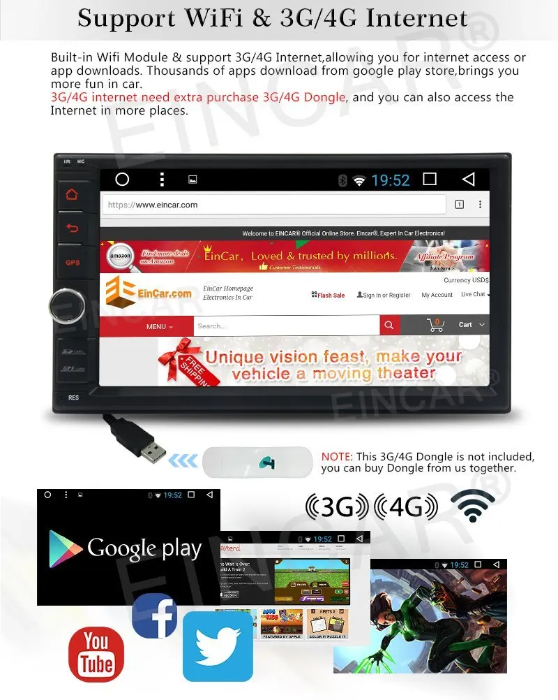Eincar задняя камера + Android 6 0 GPS стереооборудование для автомобиля автомобильное