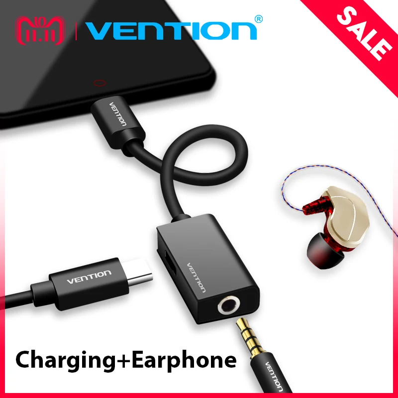Адаптер для наушников Vention type C 3,5 USB C штекер 3,5 мм гнездо для Xiaomi 6 Mi6 MIX 2 huawei Mate10 P20 Pro AUX аудио кабель