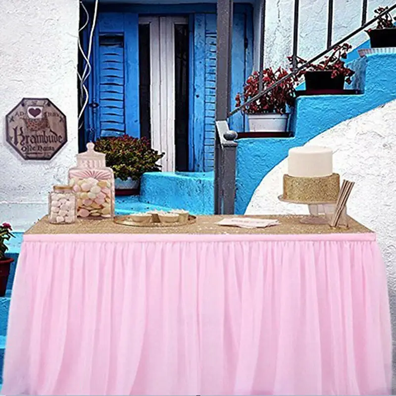 5 Colors Solid Tutu Skirt tulleTableware Wedding Birthday Party Festive Table Cloth Favordd Square Table Skirt