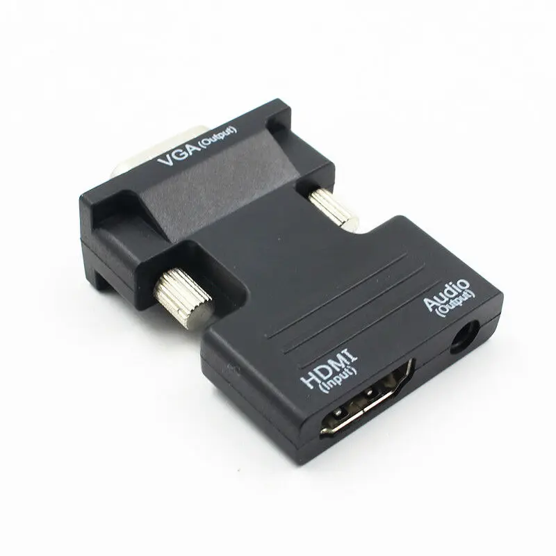Черный Горячая 3,5 мм разъем HDMI в мужской VGA выход Женский видео конвертер адаптер ПК, телевизор, монитор - Цвет: Черный