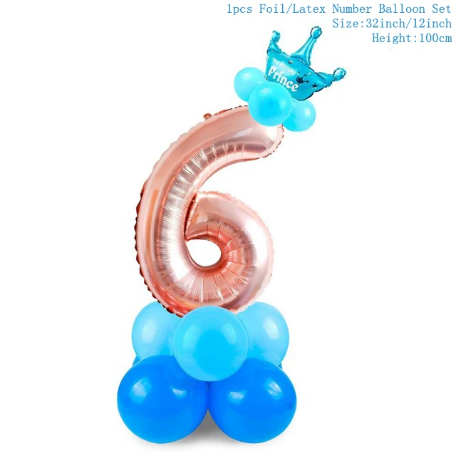 rose blue 6 TAOUP 17 шт. розовый и голубой номер шар с днем рождения цифры шар День Рождения украшения дети мальчик девочка вечерние баллон - Цвет: rose blue 6