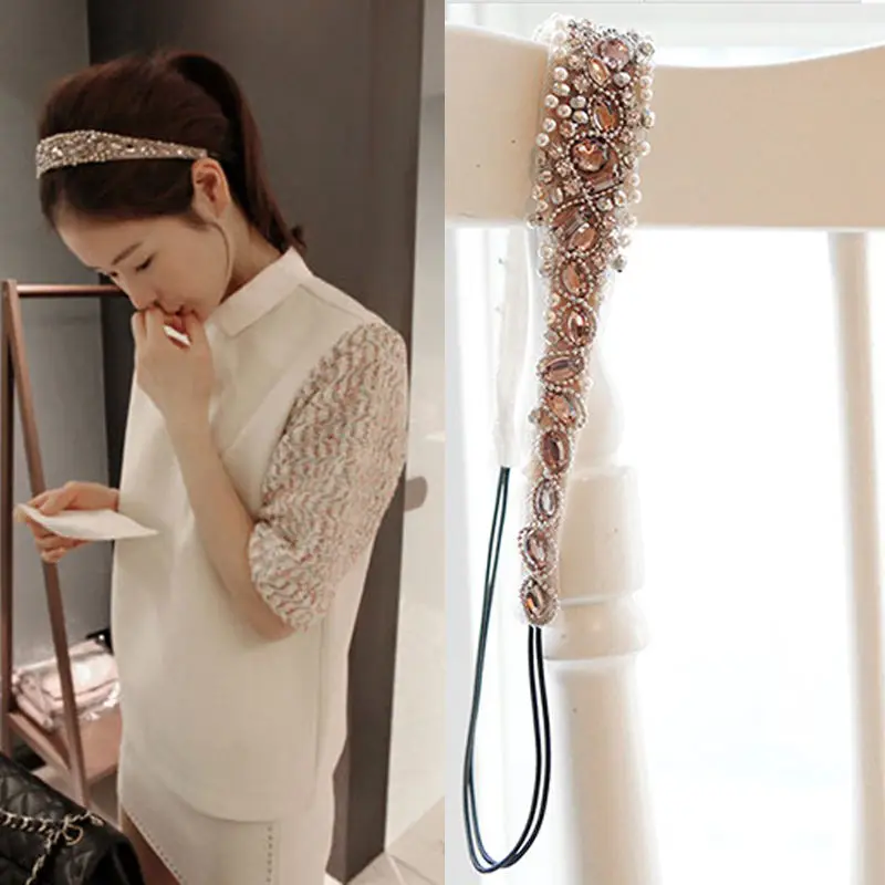 1 шт. Новая эластичная Милая женская кружевная жемчужная Женская повязка на