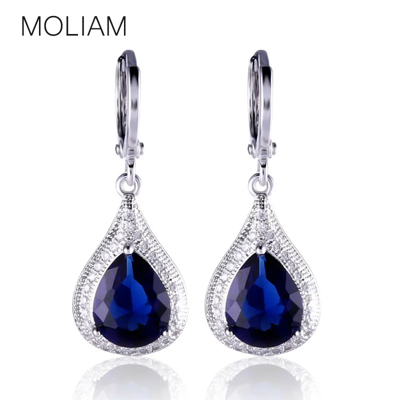 Женские серьги-капельки MOLIAM серьги серебристого цвета с кристаллами груши