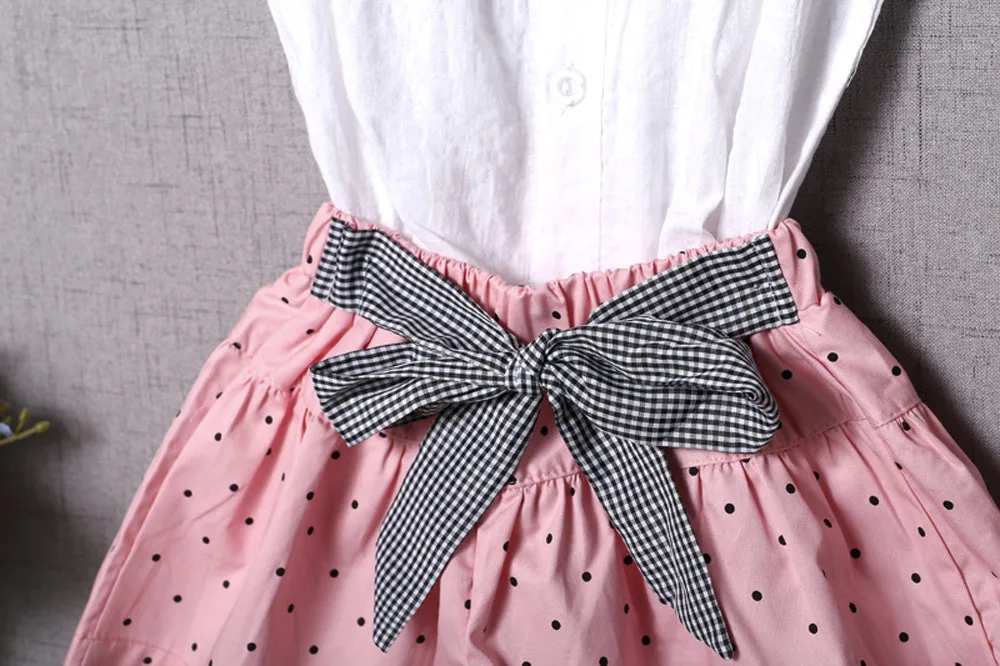 Платье с бантом vestido комплект одежды из 2 предметов для маленьких девочек топ в
