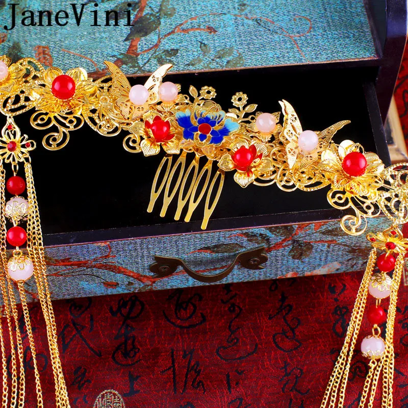 Роскошные украшенные бисером серьги и шпильки для невесты jaevini в китайском стиле