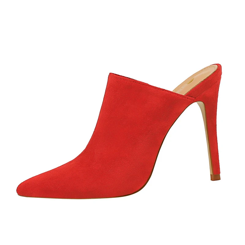 2019 летние пикантные женские синие туфли на высоком тонком каблуке тапочки мюли с